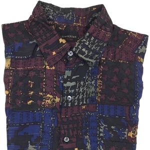 Vintage Structure Hawaiian Silk Shirt Sz L Aztec
